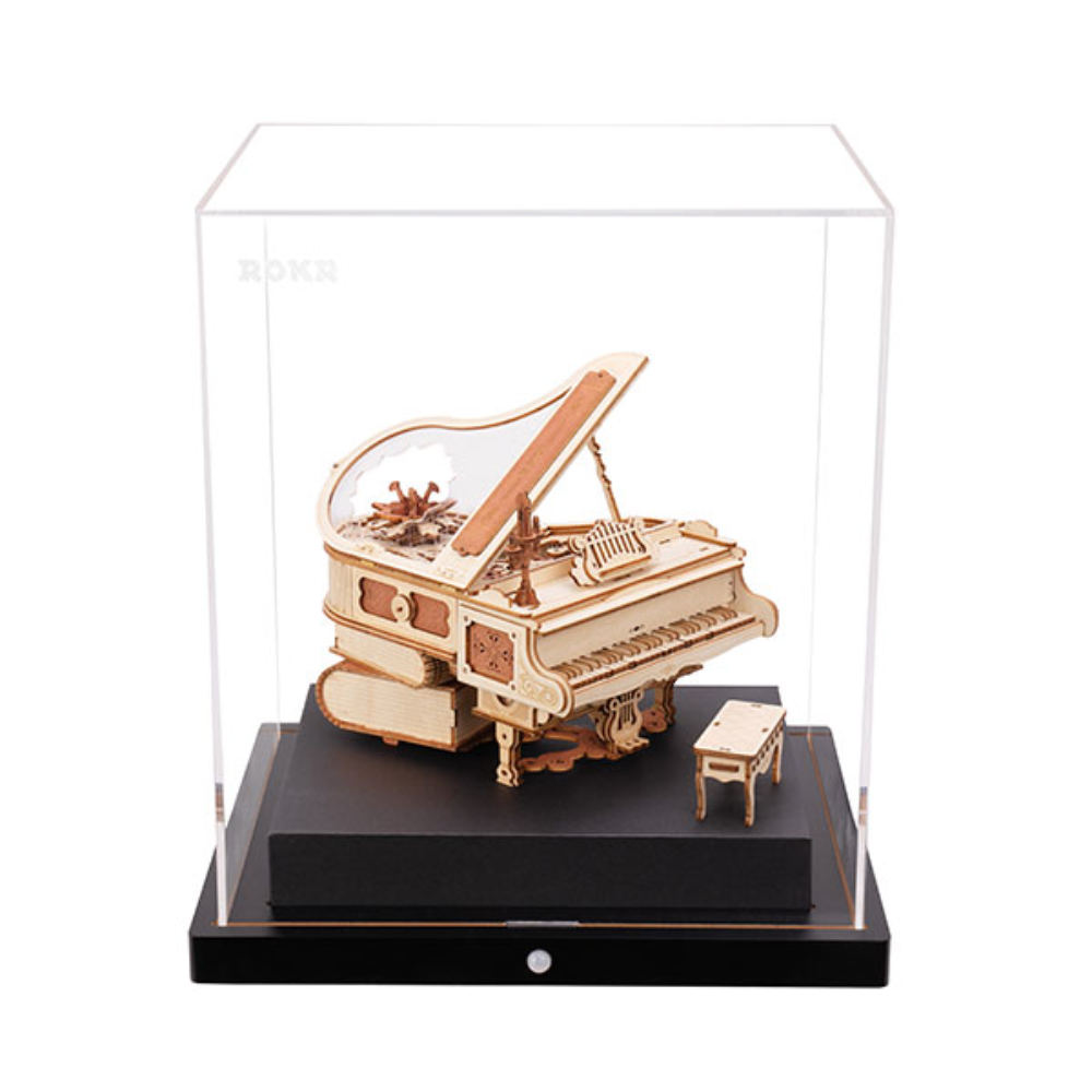 rokr 3d wooden puzzles model kits magic piano display stand