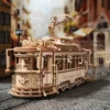 rokr wooden 3d puzzles model car kits tramcar (4)