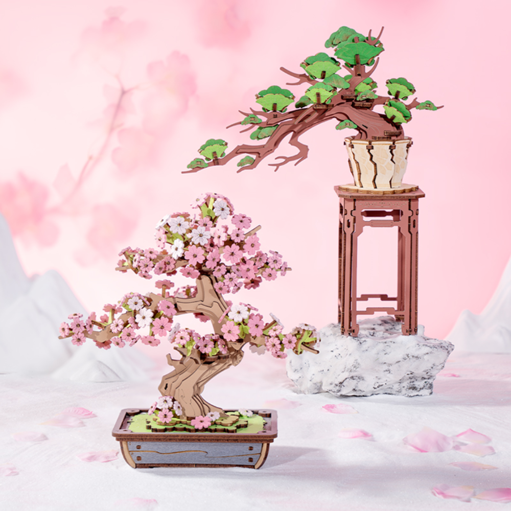 rolife 3d wooden puzzle,sakura blossom bonsai tree​,japanese sakura bonsai tree​