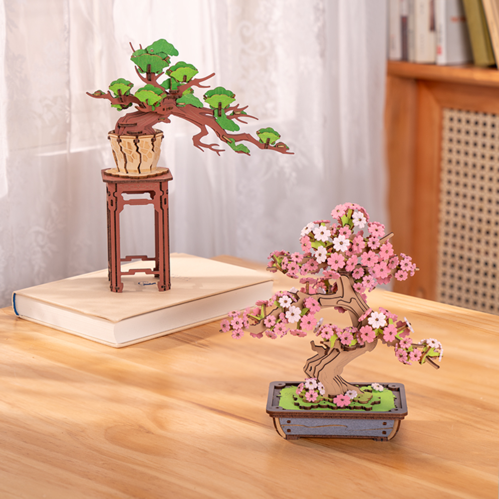 rolife 3d wooden puzzle,sakura blossom bonsai tree​,japanese sakura bonsai tree​