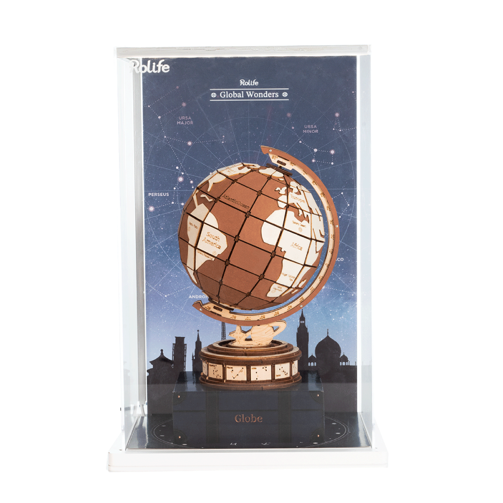 rolife 3d wooden puzzle world globe display stand