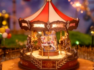 rolife 3d wooden puzzles music box classic carousel (3)