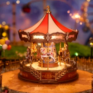 rolife 3d wooden puzzles music box classic carousel (3)